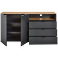 SIDEBOARD 160/82/42 cm  in Anthrazit, Eichefarben  - Eichefarben/Anthrazit, LIFESTYLE, Glas/Holzwerkstoff (160/82/42cm) - Novel