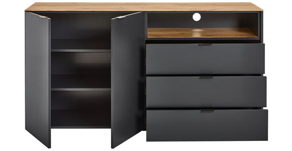 SIDEBOARD 160/82/42 cm  in Anthrazit, Eichefarben  - Eichefarben/Anthrazit, LIFESTYLE, Glas/Holzwerkstoff (160/82/42cm) - Novel