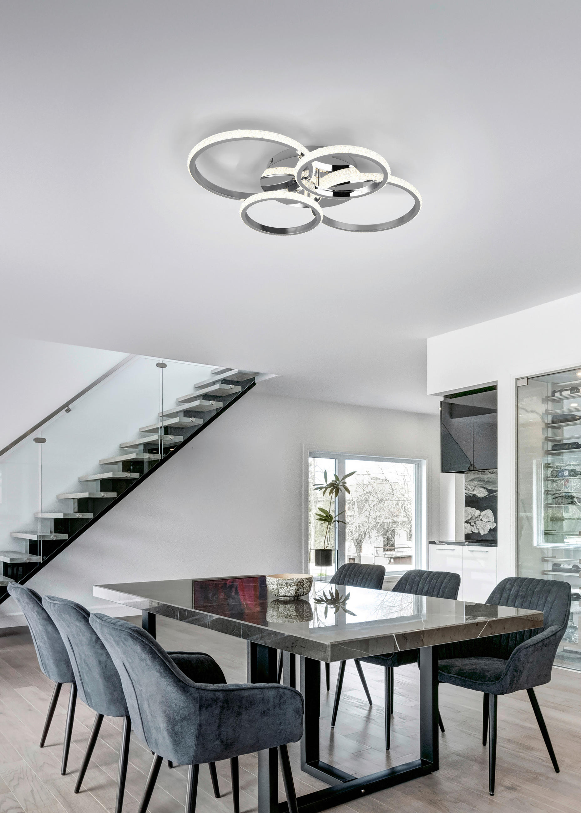 LED-DECKENLEUCHTE Cires 65,5/8,5 cm   - Chromfarben, Design, Metall (65,5/8,5cm)