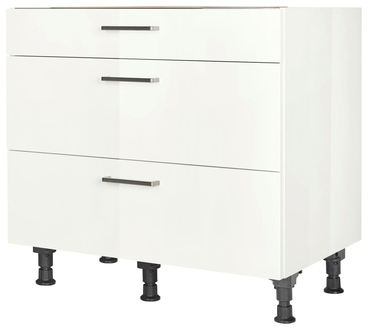 KOCHFELDUMBAUSCHRANK 90/87/56 cm  in Weiß Hochglanz  - Edelstahlfarben/Weiß Hochglanz, MODERN, Holzwerkstoff/Metall (90/87/56cm) - Nobilia