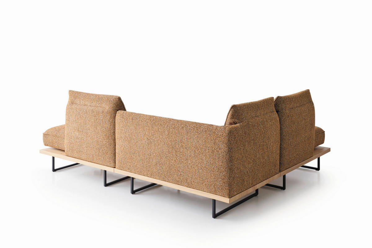 ECKSOFA Dunkelorange Chenille Rücken echt, Armteilverstellung, Relaxfunktion, Drehsitzfunktion  - Dunkelorange/Schwarz, Design, Holz/Textil (209/252cm) - Koinor