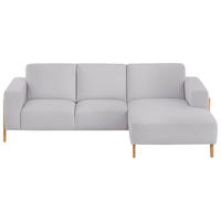 ECKSOFA 250/163 cm  in Struktur Hellgrau Sitzvorzug  250/163 cm  - Eichefarben/Hellgrau, Design, Holz/Textil (250/163cm) - Stylife