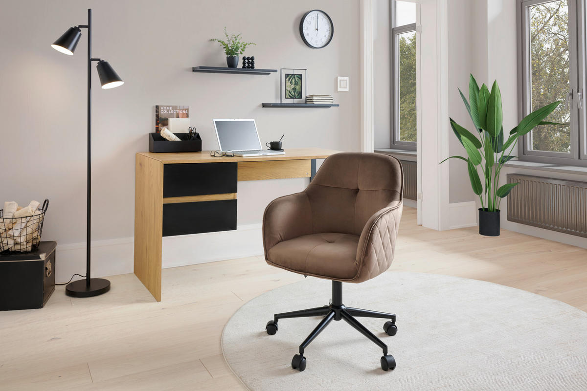 VRTLJIVI STOL kovina, tekstil rjava, črna  - črna/rjava, Moderno, kovina/umetna masa (58/82/90/62cm) - MID.YOU