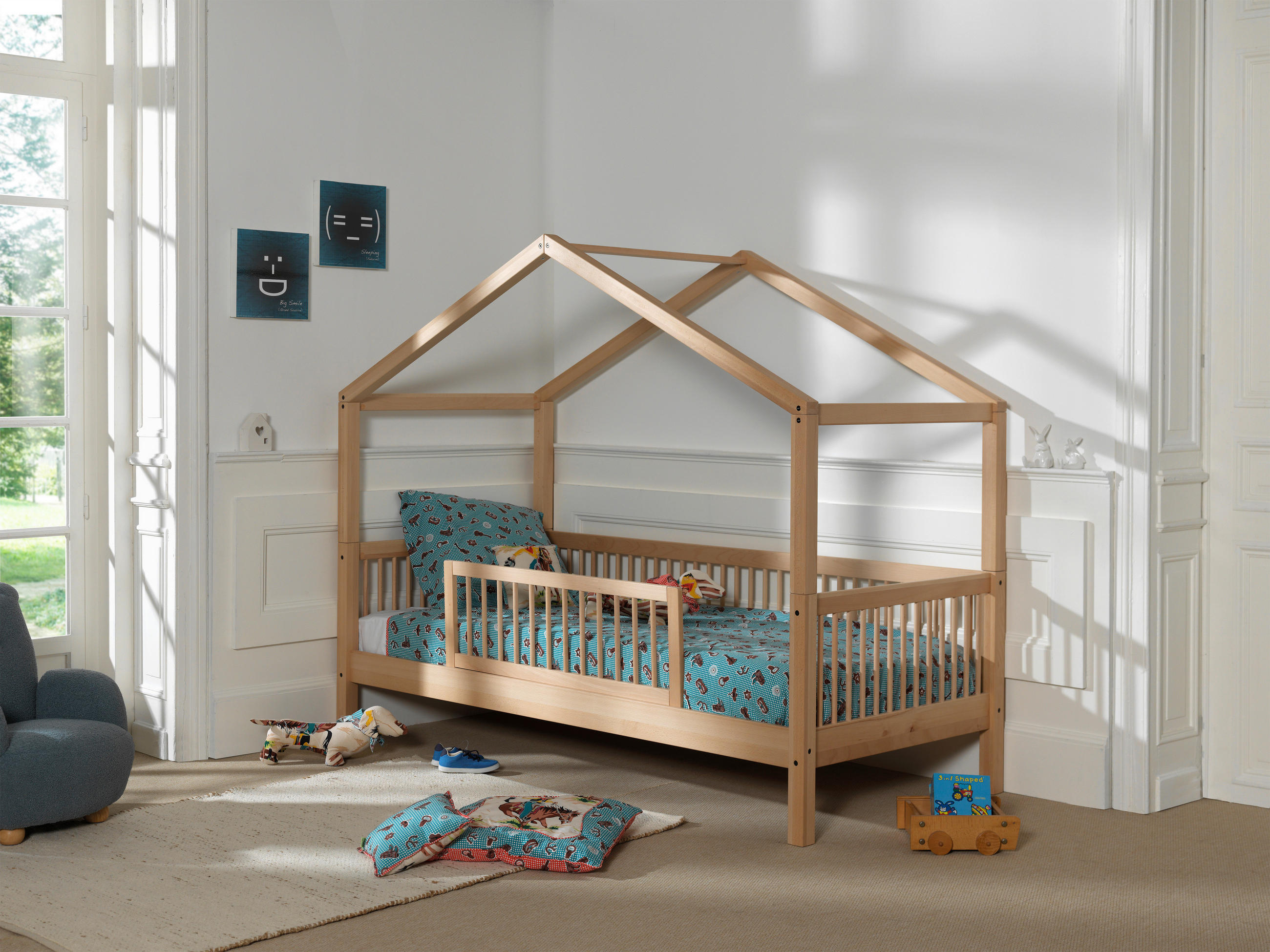 HAUSBETT Absturzsicherung, Rollrost 90/200 cm  in Buchefarben  - Buchefarben/Naturfarben, MODERN, Holz (90/200cm) - Vipack