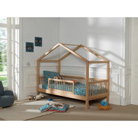 HAUSBETT 90/200 cm,  in Buchefarben, Absturzsicherung, Rollrost  - Buchefarben/Naturfarben, MODERN, Holz (90/200cm) - Vipack