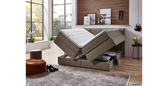 BOXSPRINGBETT 160/200 cm  in Taupe  - Taupe/Schwarz, KONVENTIONELL, Kunststoff/Textil (160/200cm) - Carryhome