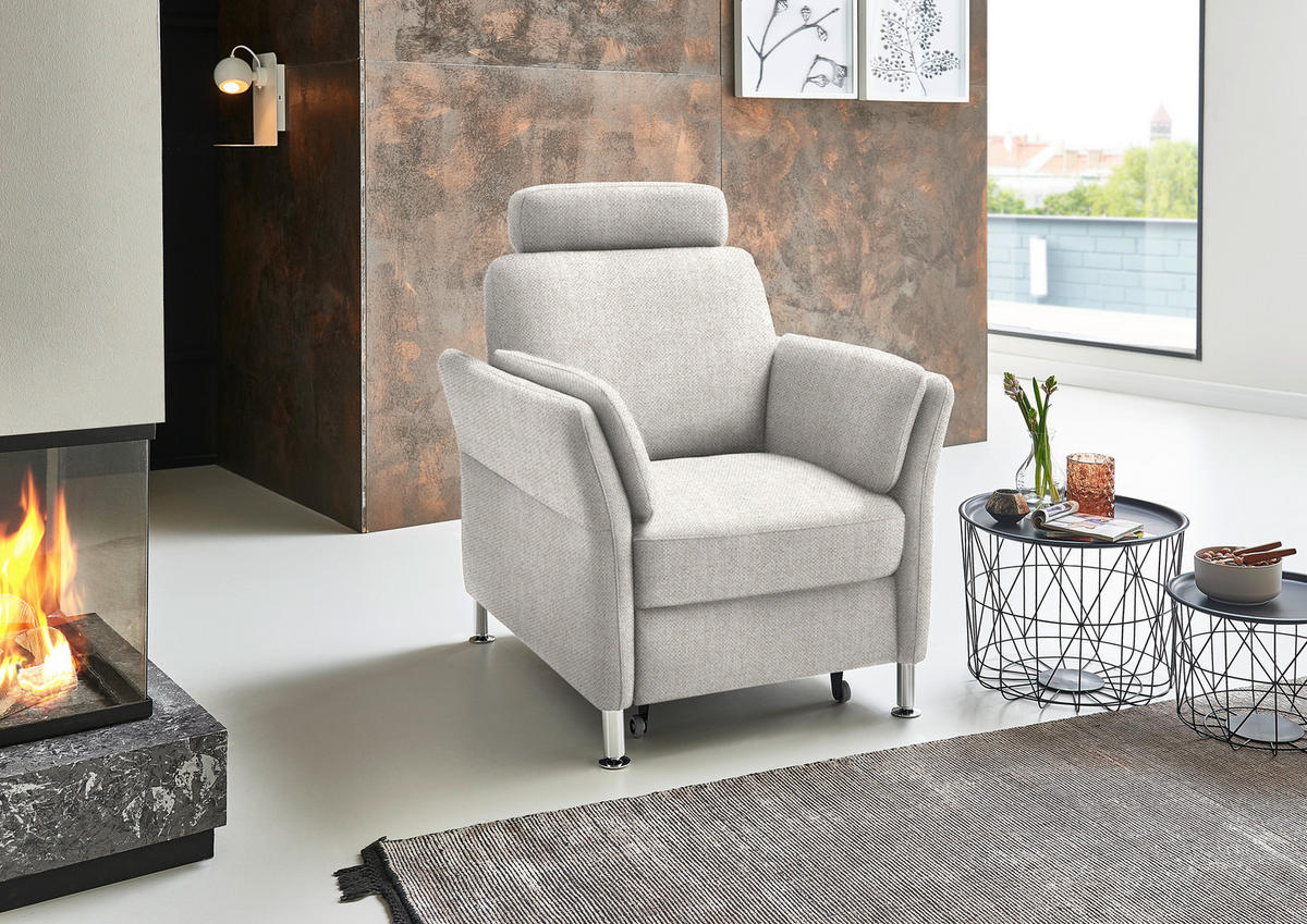 FÅTÖLJ i textil ljusgrå  - kromfärg/ljusgrå, Klassisk, metall/textil (86/87/93cm) - Beldomo System