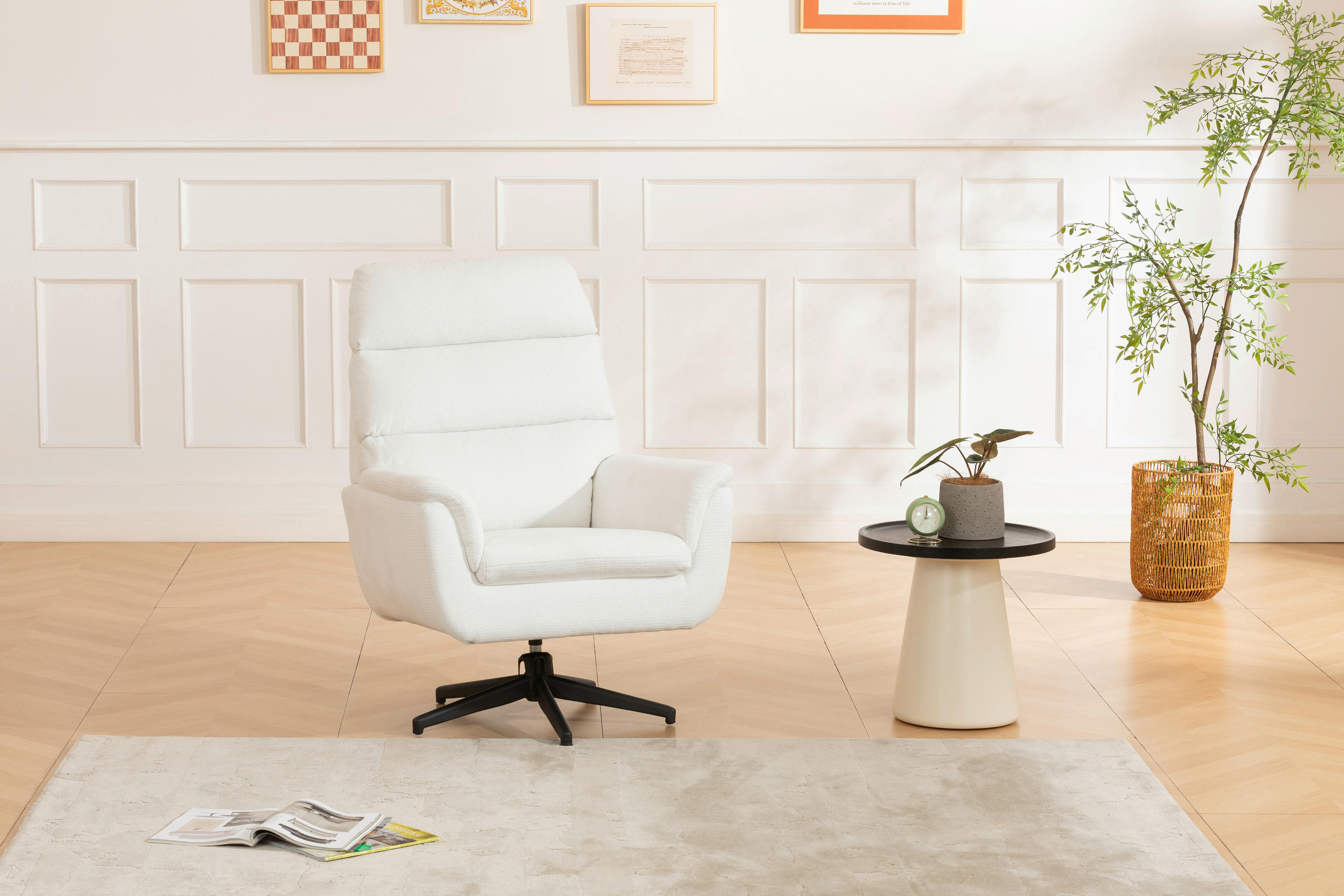 SESSEL in Webstoff Weiß  - Schwarz/Weiß, KONVENTIONELL, Textil/Metall (76/103/89cm) - Livetastic