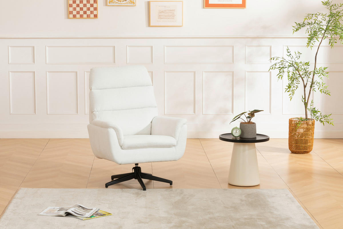 SESSEL in Webstoff Weiß  - Schwarz/Weiß, KONVENTIONELL, Textil/Metall (76/103/89cm) - Livetastic