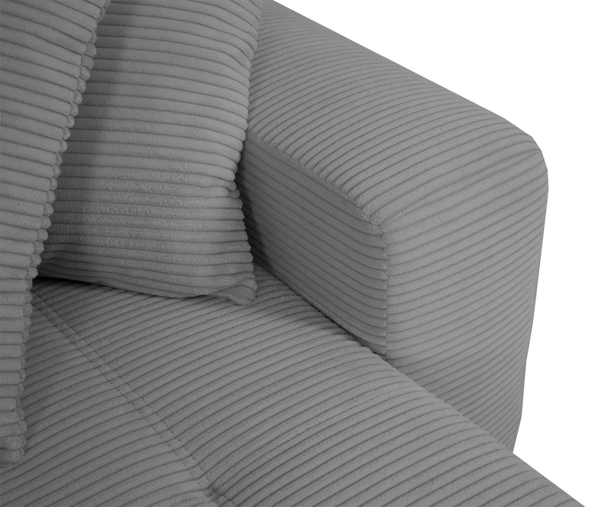 ECKSOFA in Cord Grau  - Schwarz/Grau, Design, Kunststoff/Textil (248/146cm) - MID.YOU