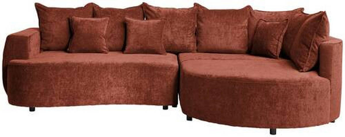 ECKSOFA in Chenille Rotbraun  - Rotbraun/Schwarz, Design, Kunststoff/Textil (307/194cm) - Carryhome