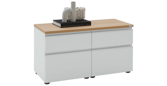 LOWBOARD  90/46/41 cm 4 Schublade(n) erweiterbar, Typenauswahl, Beimöbel erhältlich, umfangreiches Zubehör erhältlich, stehend, hängend  - Eichefarben/Silberfarben, Design, Holzwerkstoff/Kunststoff (90/46/41cm) - Dieter Knoll