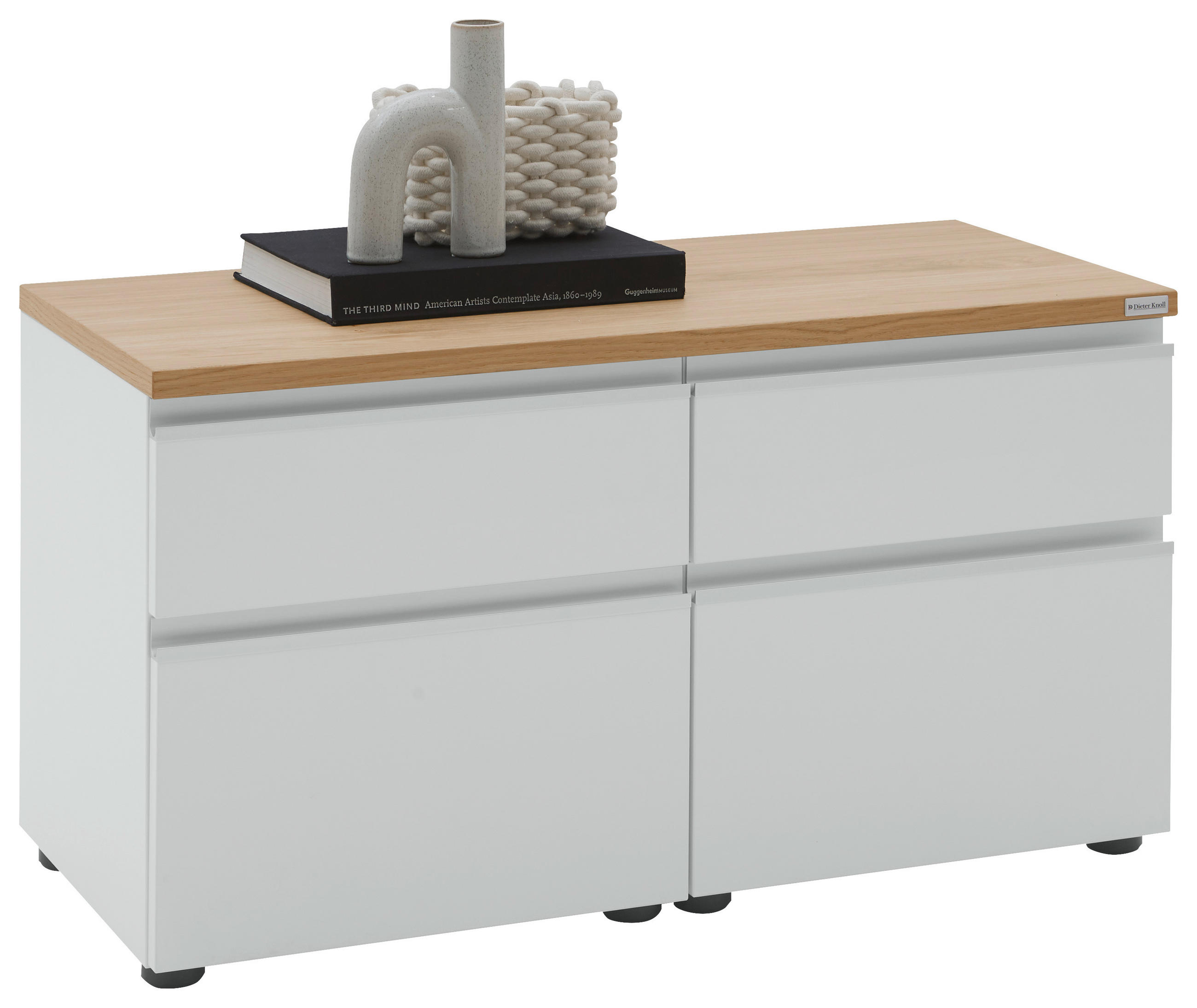 Dieter Knoll Lowboard Silber, Weiß, Eiche 90x46x41 cm