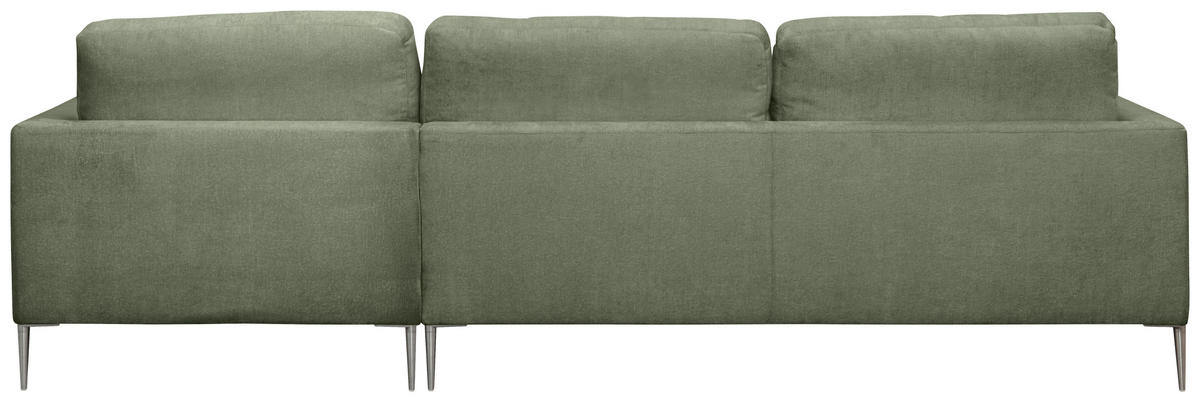 ECKSOFA Grün Chenille  - Silberfarben/Grün, KONVENTIONELL, Textil/Metall (284/143cm) - Carryhome