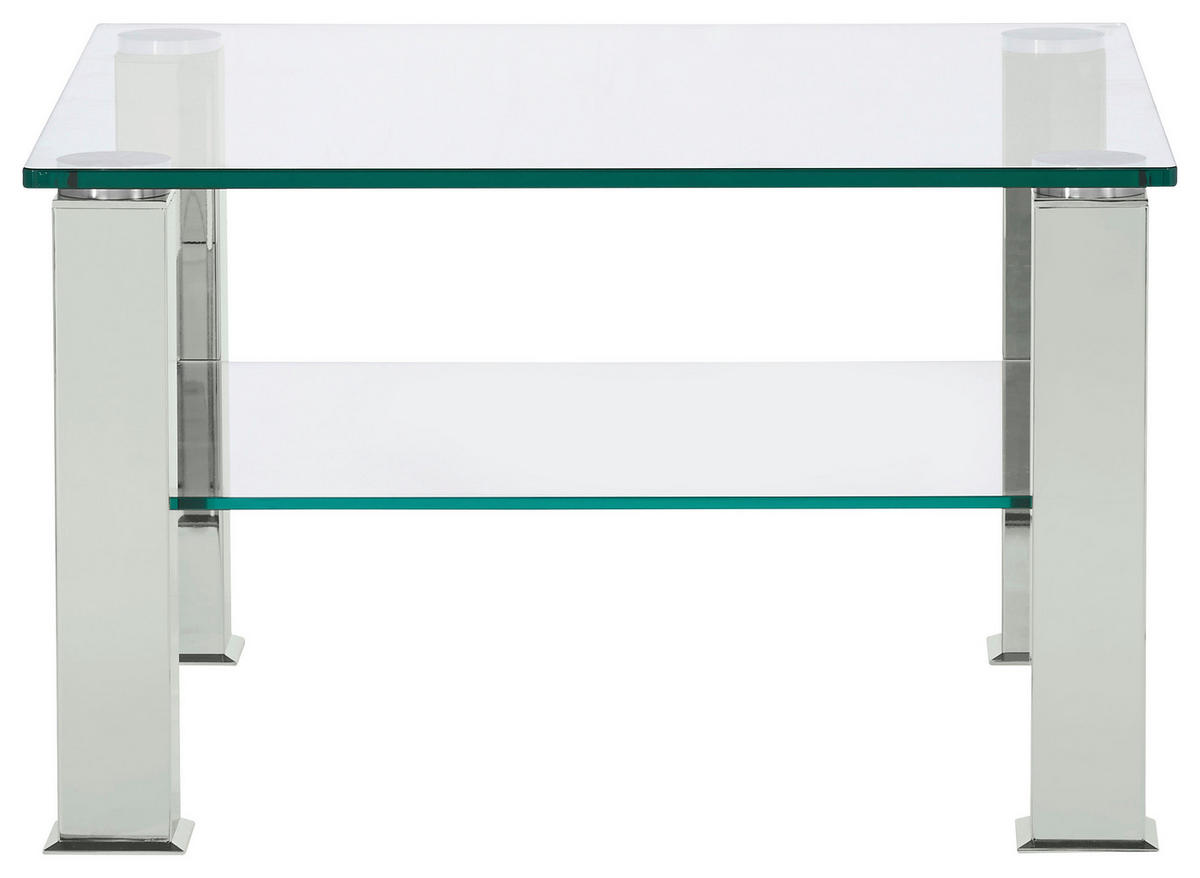 COUCHTISCH Kristallglas 75/75/42,5 cm quadratisch Weiß  - Weiß, Design, Glas/Kunststoff (75/75/42,5cm)