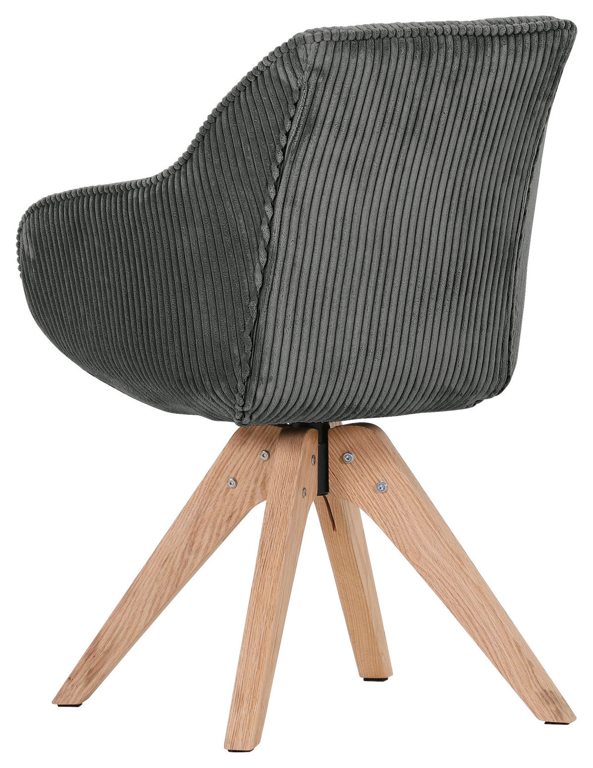 ARMLEHNSTUHL  Stoffauswahl, Sitzfläche 360° drehbar Cord  Dunkelgrau  - Dunkelgrau/Naturfarben, KONVENTIONELL, Holz/Textil (60/83/65cm) - Landscape