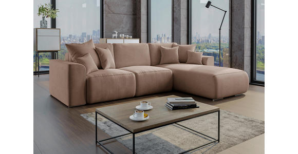 ECKSOFA Cappuccino Lederlook - Chromfarben/Cappuccino, KONVENTIONELL, Kunststoff/Textil (293/195cm) - Carryhome
