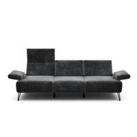 3-SITZER-SOFA in Samt Anthrazit  - Anthrazit/Schwarz, Design, Textil/Metall (234-264/85/86-94cm) - SENSOO