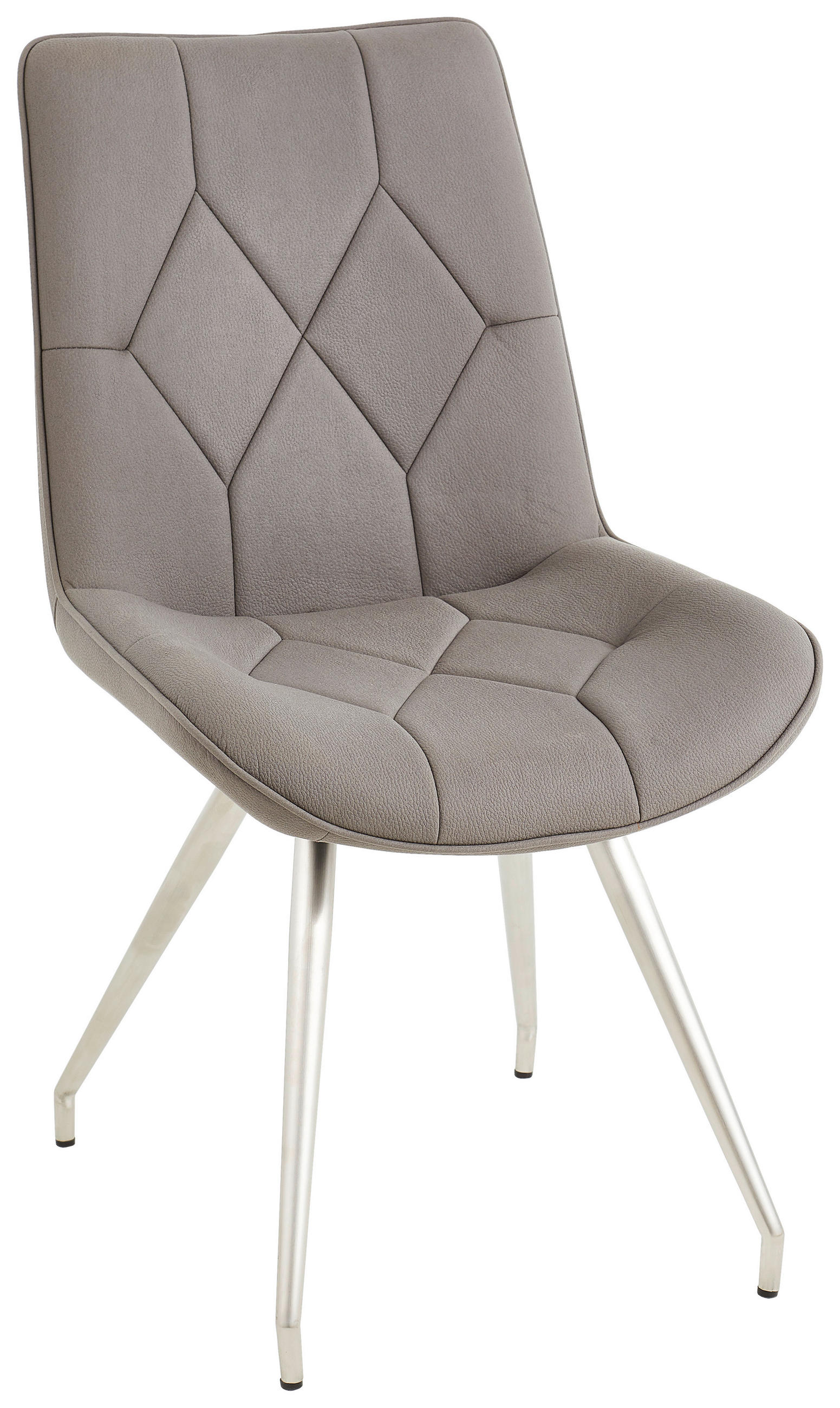 STUHL Webstoff Grau, Edelstahlfarben  - Edelstahlfarben/Grau, Design, Textil/Metall (51/89/66cm) - Novel