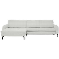 ECKSOFA in Cord Ecru  - Ecru/Schwarz, Design, Textil/Metall (179/302cm) - Beldomo Style