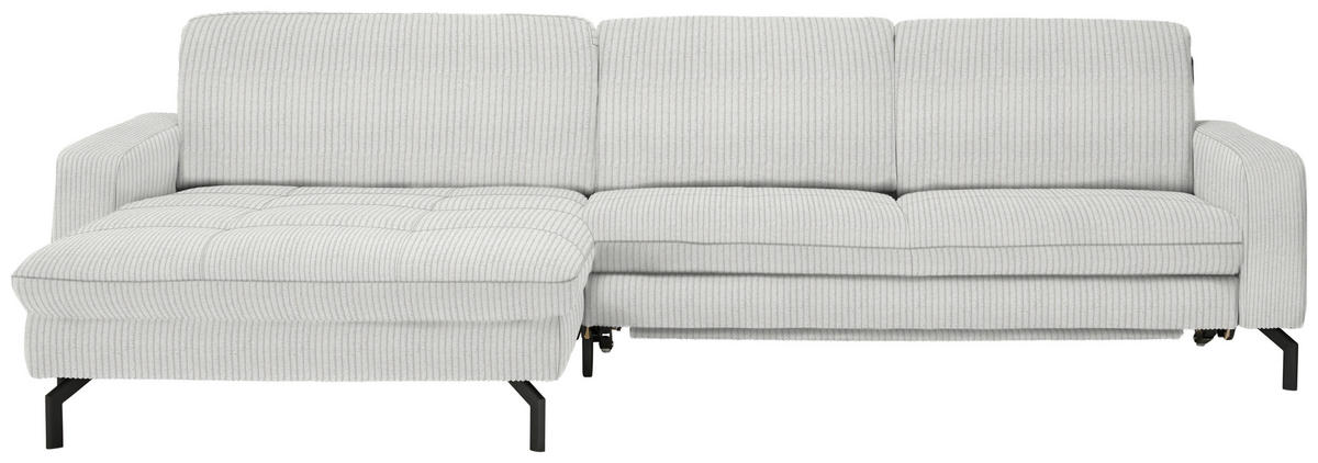 ECKSOFA in Cord Ecru  - Ecru/Schwarz, Design, Textil/Metall (179/302cm) - Beldomo Style