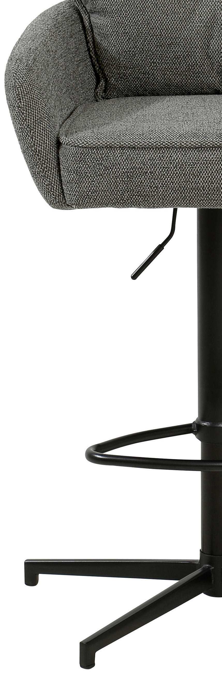 BARHOCKER Leinenoptik Grau, Schwarz Eisen Sitzfläche 360° drehbar, Stoffauswahl  - Taupe/Schwarz, Design, Textil/Metall (58/103-123/61cm) - Novel