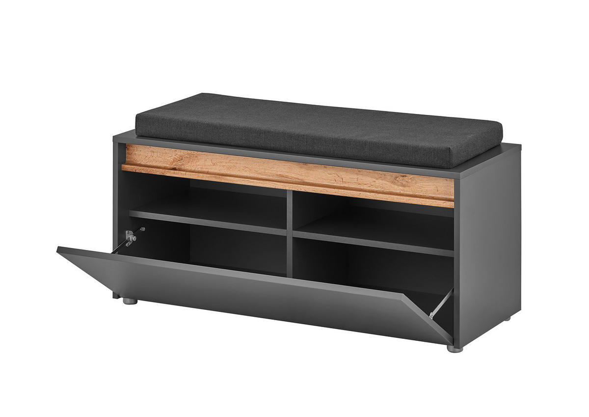 GARDEROBE 5-teilig  in 255/200/40 cm  - Anthrazit/Eiche Wotan, Design, Glas/Holzwerkstoff (255/200/40cm) - Modante