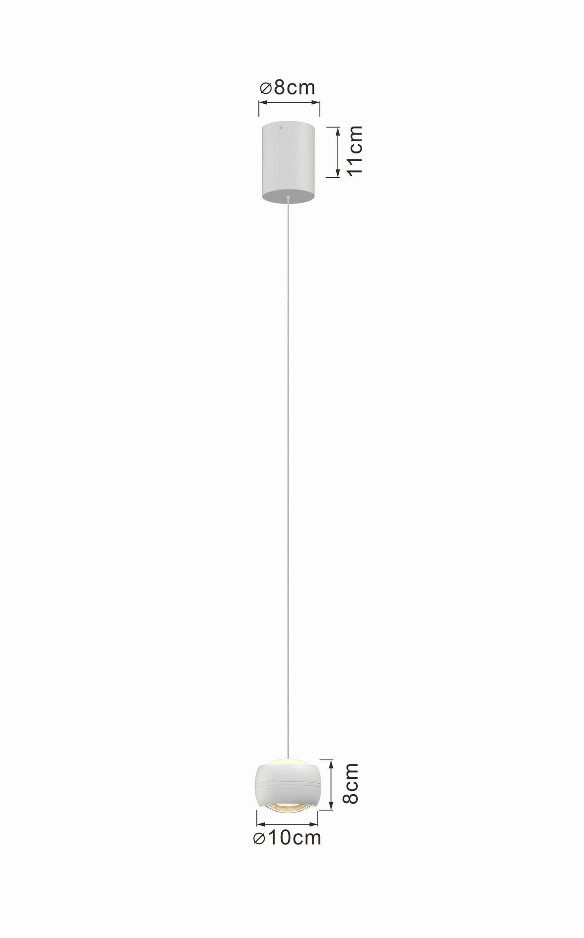 LED-HÄNGELEUCHTE 10/180/10 cm  - Weiß, Design, Metall (10/180/10cm)