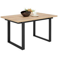 ESSTISCH in Metall, Holzwerkstoff 180/90/76 cm  - Eichefarben/Schwarz, Konventionell, Holzwerkstoff/Metall (180/90/76cm) - Venda