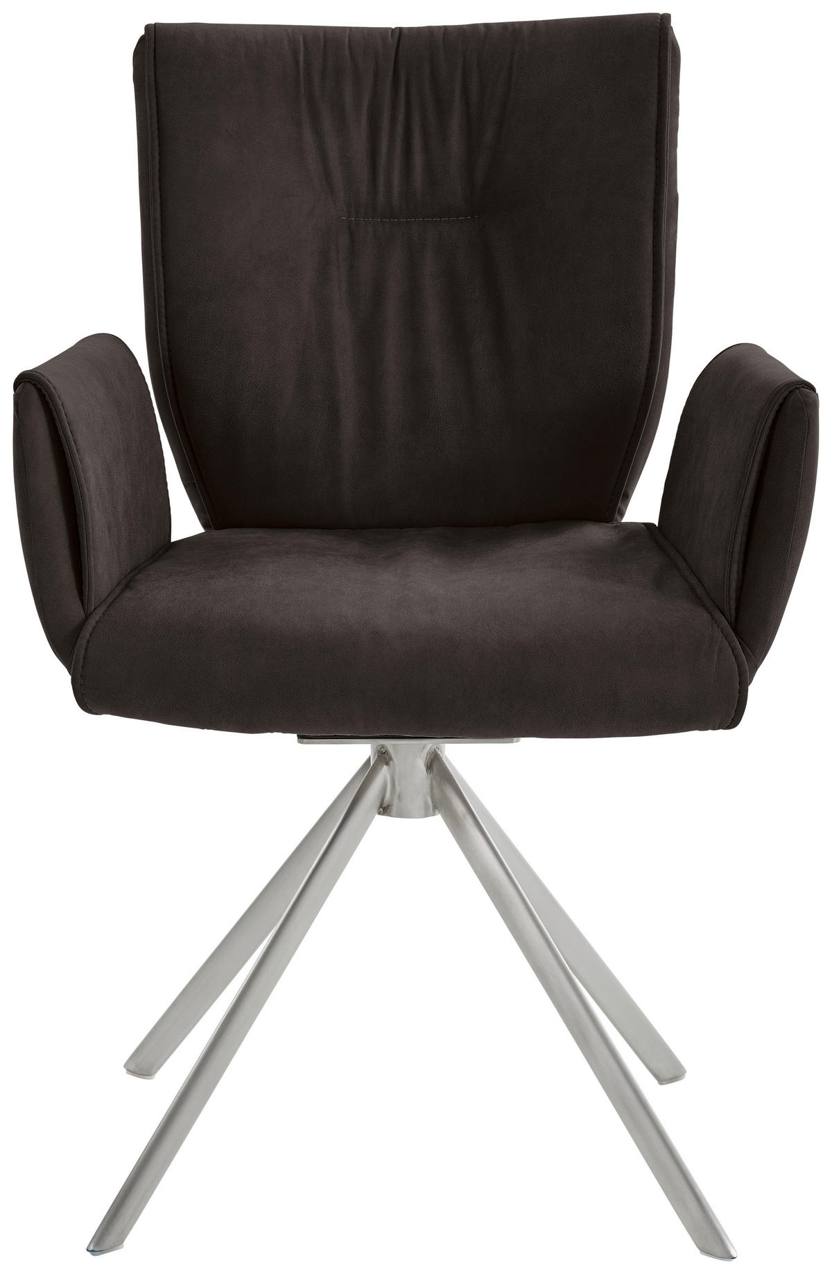 ARMLEHNSTUHL  in Edelstahl Lederlook, Velours, Mikrofaser  - Anthrazit, Design, Textil/Metall (50/89/61cm) - Dieter Knoll