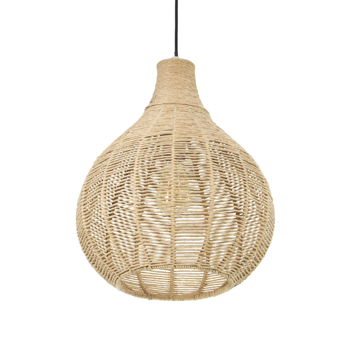 HÄNGELEUCHTE 34/177 cm   - Schwarz/Naturfarben, Natur, Naturmaterialien/Metall (34/177cm) - Trio Leuchten