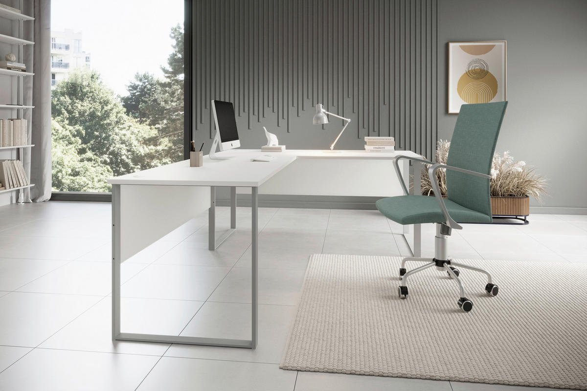 ECKSCHREIBTISCH 223/73/77 cm  in Weiss  - Weiss, Modern, Holzwerkstoff/Metall (223/73/77cm) - MID.YOU