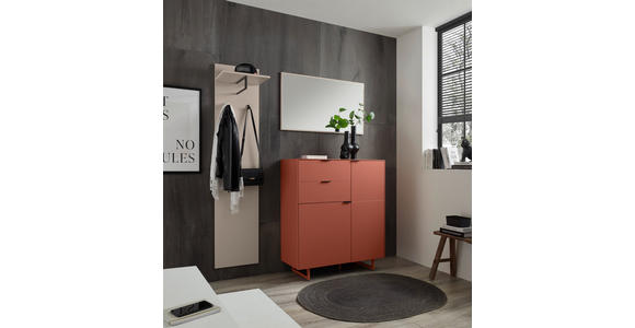 SCHUHSCHRANK  in 96/109/38 cm  - Rot/Schwarz, Design, Holzwerkstoff/Metall (96/109/38cm) - Voleo