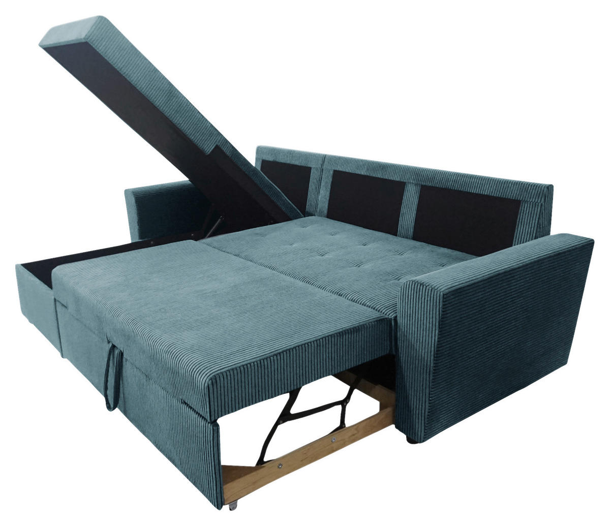 ECKSOFA TERMOLI in Cord Hellblau  155/231 cm  - Schwarz/Hellblau, Design, Kunststoff/Textil (155/231cm) - MID.YOU