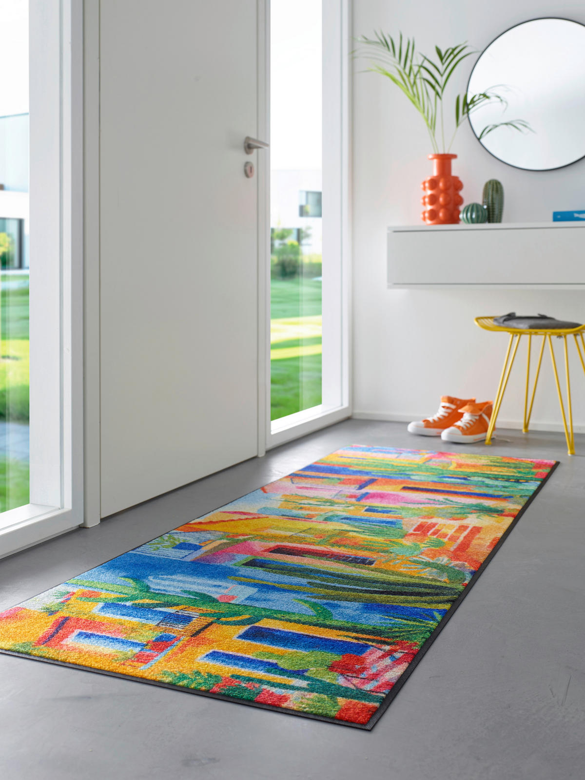 FLACHWEBETEPPICH 75/190 cm Casas de Colores Blau  - Blau, Trend, Kunststoff/Textil (75/190cm) - wash+dry