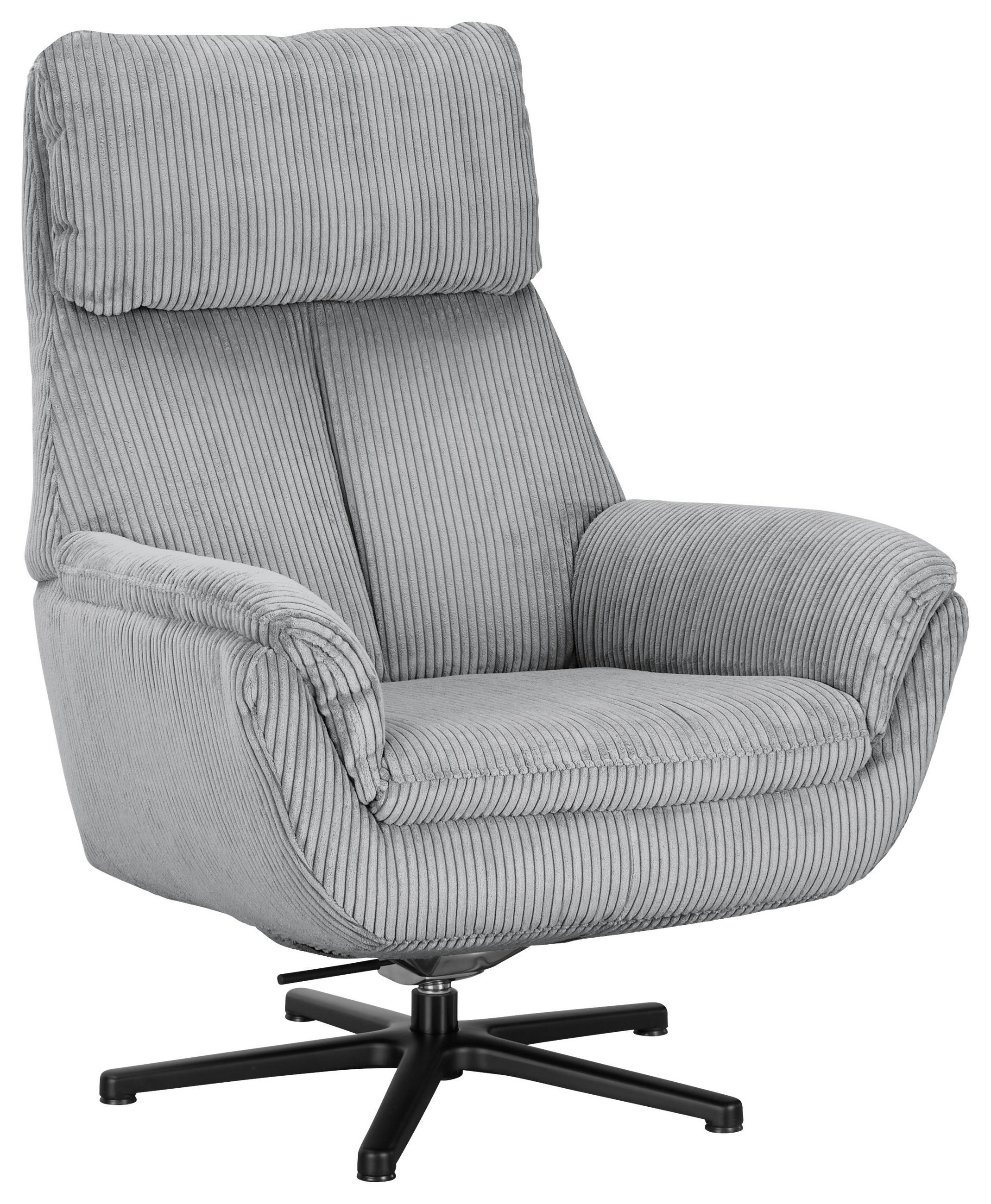 RELAXSESSEL in Textil Hellgrau  - Hellgrau/Schwarz, Design, Textil/Metall (79/108/89cm) - Beldomo Style