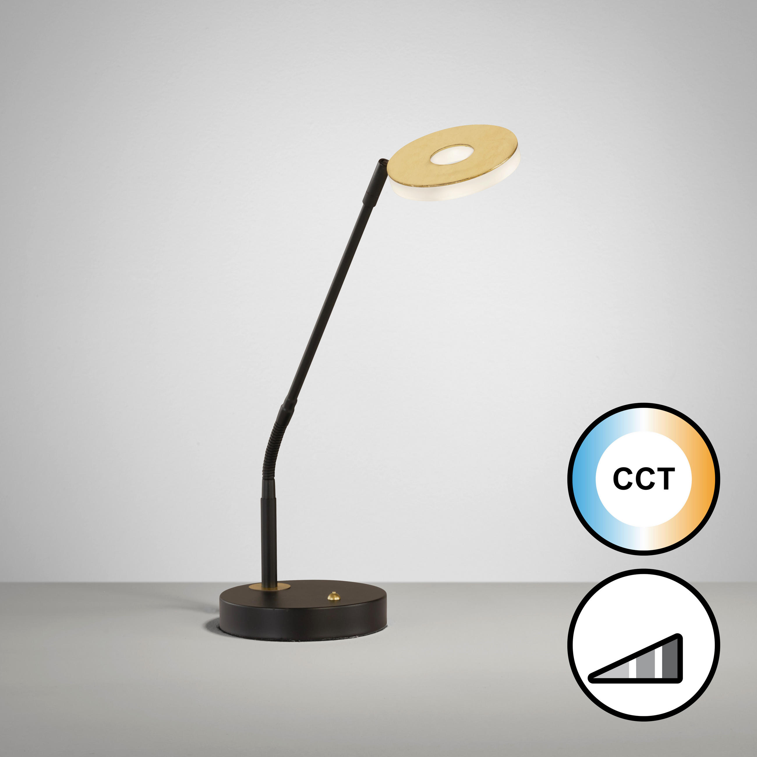LED-SCHREIBTISCHLEUCHTE Dent 16/60 cm   - Dunkelgelb/Schwarz, Design, Metall (16/60cm) - Fischer & Honsel