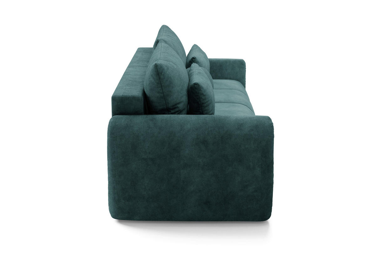 SCHLAFSOFA GERONIMO in Velours Petrol  - Petrol/Schwarz, Design, Kunststoff/Textil (252/93/167cm) - Livetastic