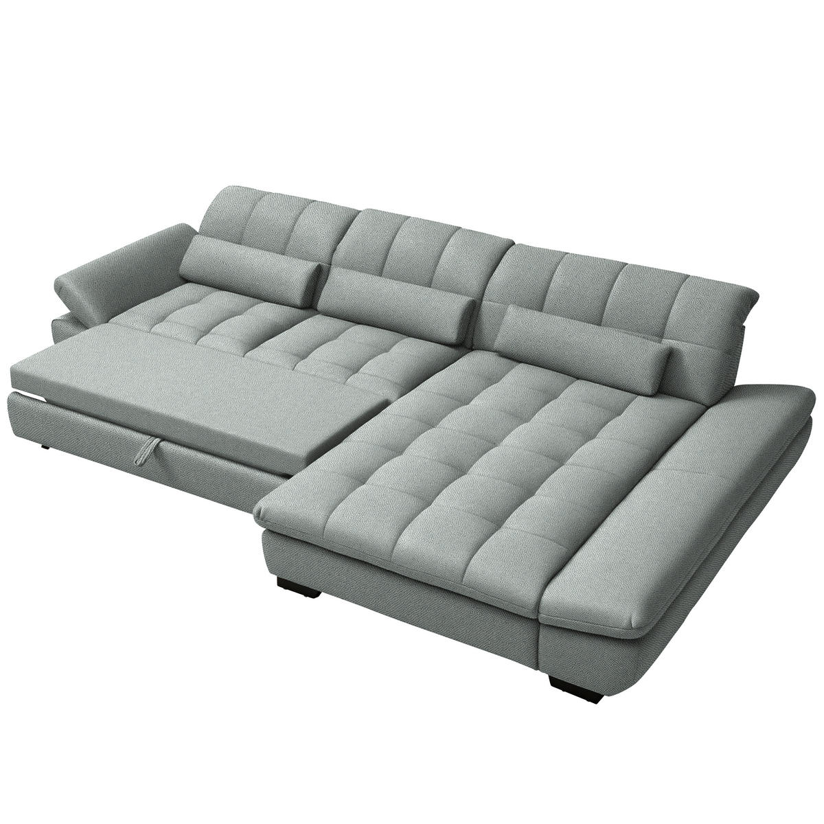 ECKSOFA  in Flachgewebe Mintgrau  341/204 cm  - Mintgrau/Schwarz, Design, Textil/Metall (341/204cm) - Xora