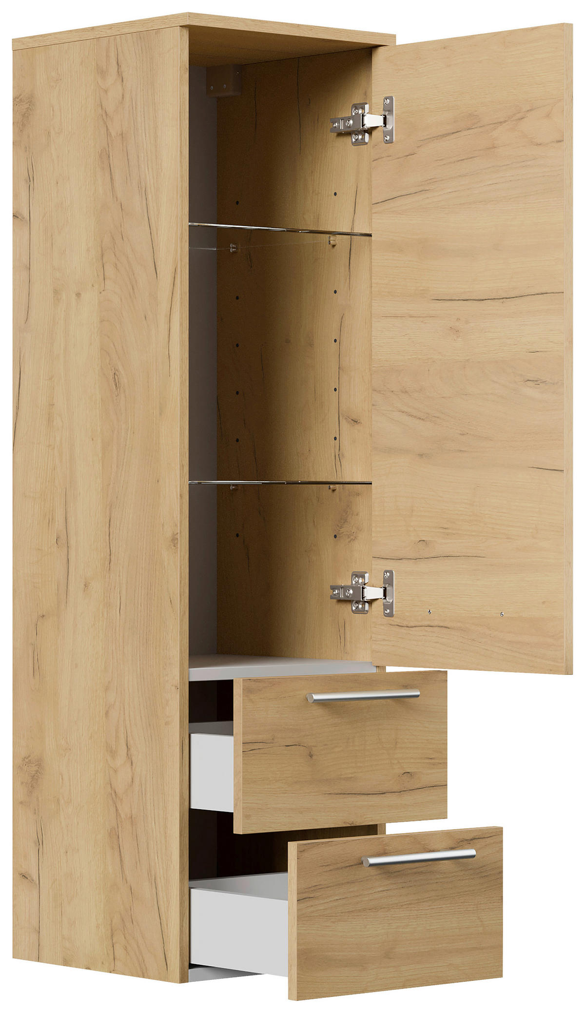 MIDISCHRANK 35,2/120/35,8 cm  - Eichefarben, Basics, Glas/Holzwerkstoff (35,2/120/35,8cm) - MID.YOU