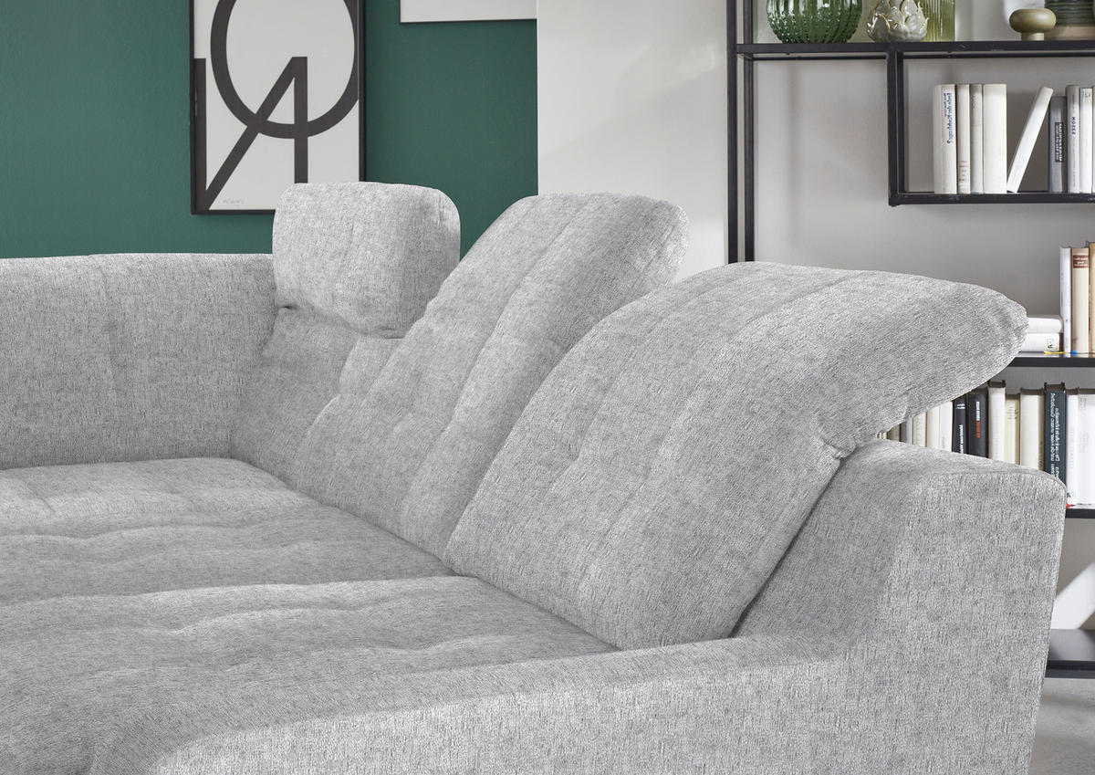 HÖRNSOFFA i chenille grå  - svart/grå, Klassisk, metall/textil (200/281cm) - MID.YOU