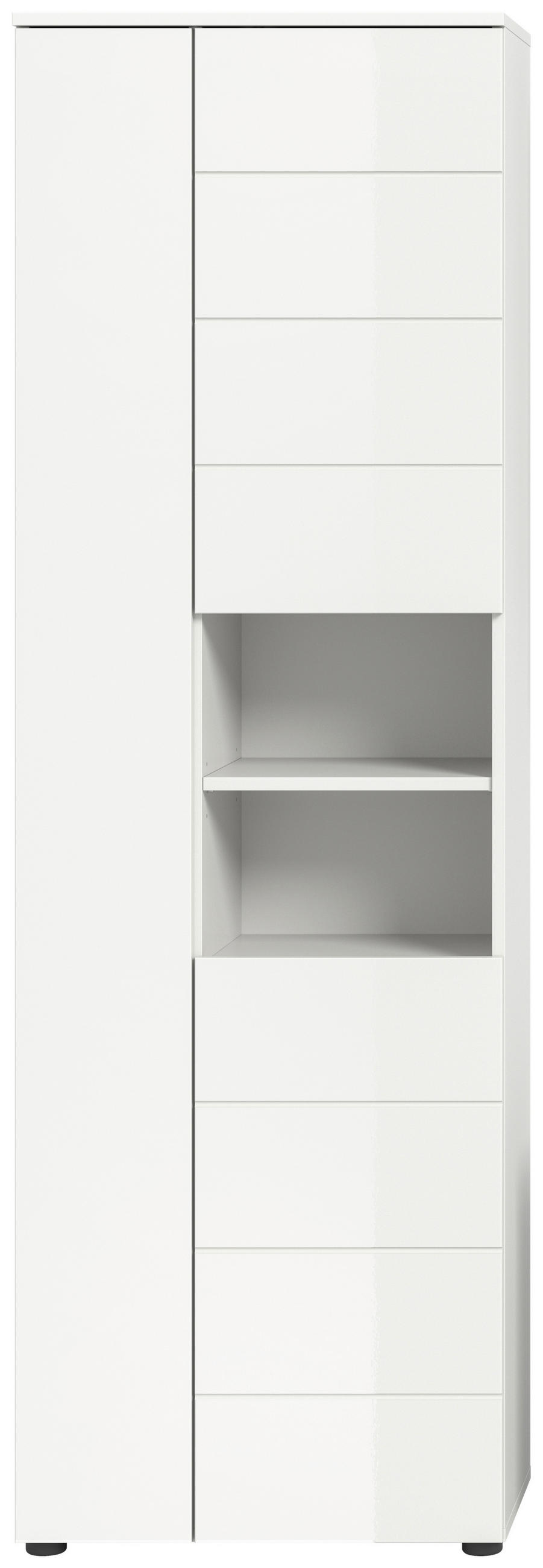 HOCHSCHRANK 60/190/34 cm  - Weiß Hochglanz/Schwarz, MODERN, Holzwerkstoff/Kunststoff (60/190/34cm) - MID.YOU