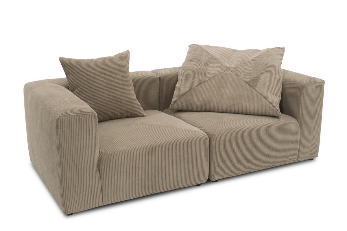 2-SITZER-SOFA Cord, Mikrofaser Schlammfarben  - Schlammfarben/Schwarz, Design, Kunststoff/Textil (216/69/108cm) - MID.YOU