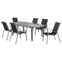 GARTENSET 7-teilig Aluminium 7-teilig  - Silberfarben/Schwarz, MODERN, Textil/Metall - Gardenson