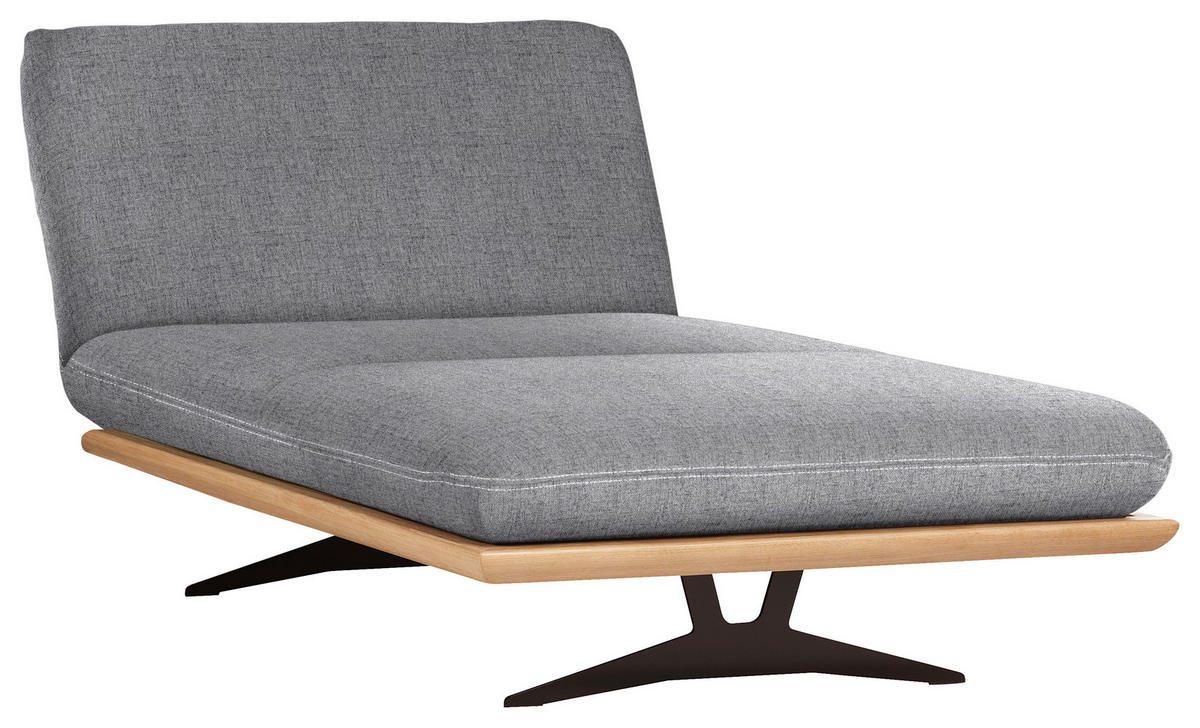 OTTOMANE Palermo Webstoff Eichefarben, Hellgrau  - Eichefarben/Beige, Design, Holz/Textil (114/92/165cm) - Dieter Knoll