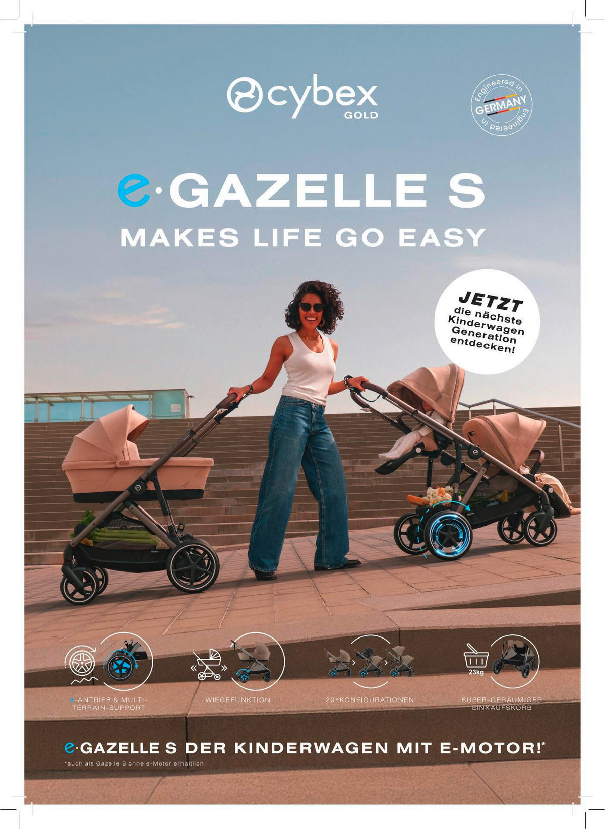 KINDERWAGEN e-Gazelle S  - Schwarz, Design, Kunststoff/Textil (94.5-107,5/66/100cm) - Cybex