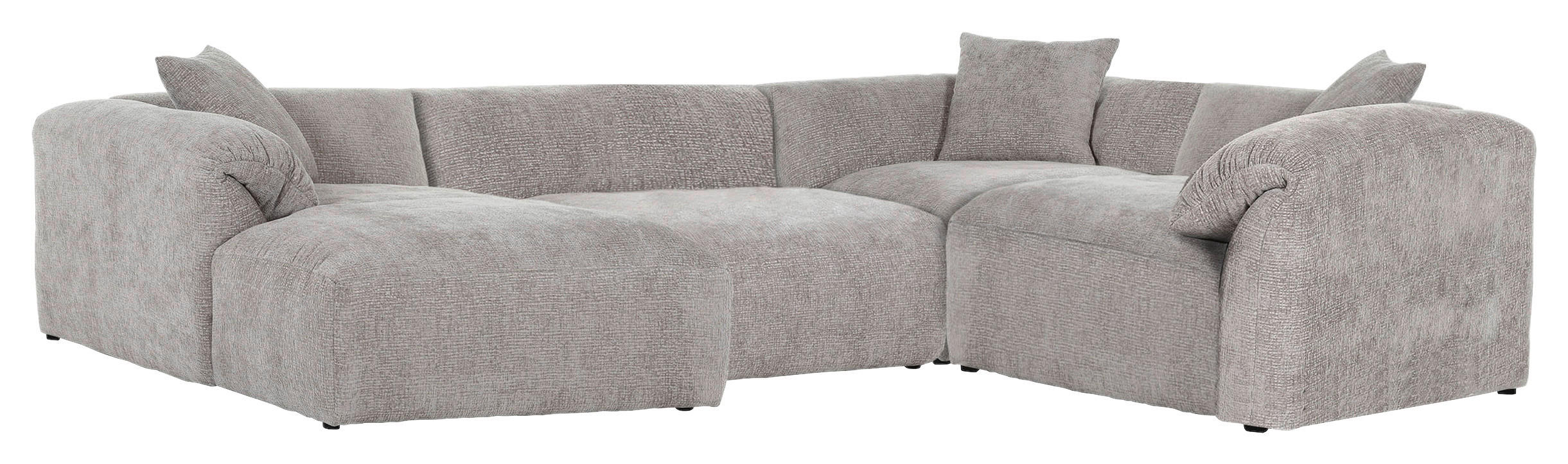 WOHNLANDSCHAFT Braun Flachgewebe - Schwarz/Braun, MODERN, Kunststoff/Textil (178/356/225cm) - Carryhome