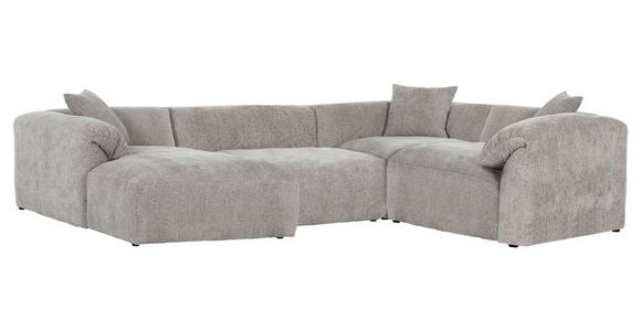 WOHNLANDSCHAFT Braun Flachgewebe - Schwarz/Braun, MODERN, Kunststoff/Textil (178/356/225cm) - Carryhome