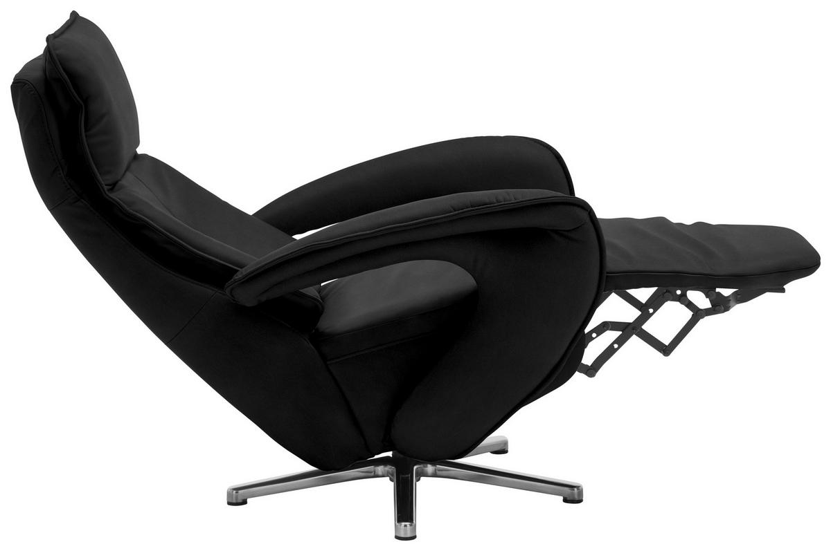 RELAXSESSEL in Leder Schwarz  - Chromfarben/Schwarz, Design, Leder/Metall (77/110/87cm) - Valdera