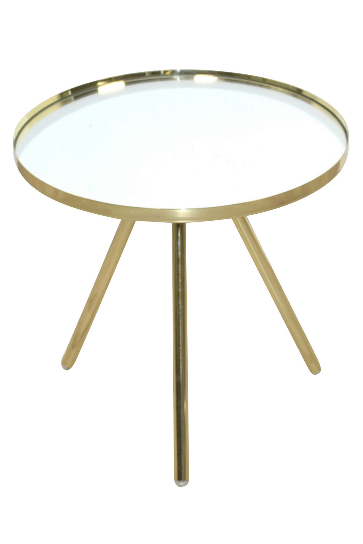 BEISTELLTISCH 42/42/40 cm Messingfarben rund  - Messingfarben, Design, Glas/Metall (42/42/40cm) - MID.YOU